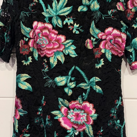 Eliza J Black Embroidered Floral Sheath Dress Size 6 - Picture 7 of 16
